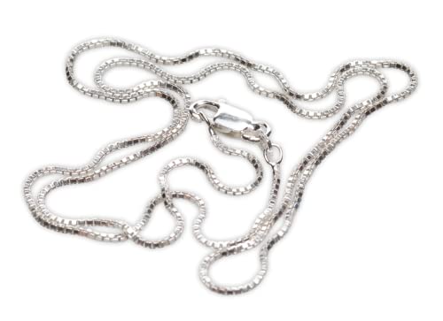 925 Sterling Silver Very Thin 0.7mm Box Chain Necklace Made in ITALY