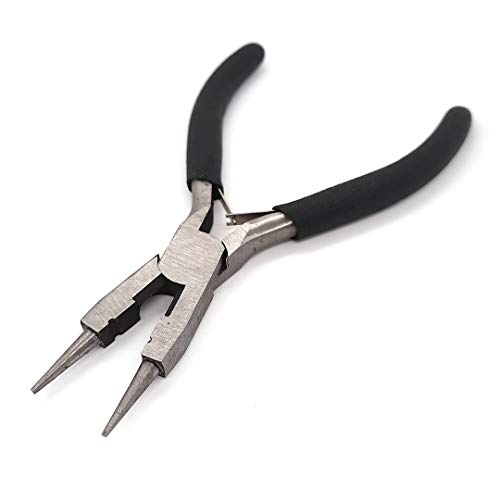 3-in-1 Round Nose Pliers with Cutter and Crimping Carbon Steel Double Leaf Spring