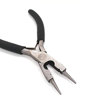 3-in-1 Round Nose Pliers with Cutter and Crimping Carbon Steel Double Leaf Spring