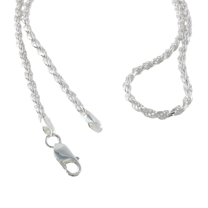 925 Sterling Silver 2.7mm Diamond-Cut French Rope Chain Necklace Made in ITALY