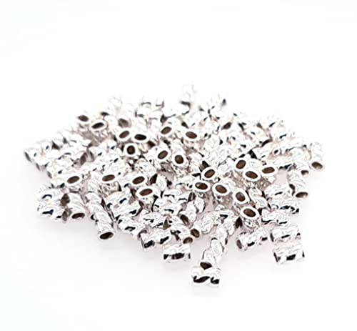 925 Sterling Silver Twist Tube Crimp Beads (100pcs)