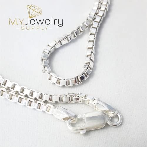 18 Inches 925 Sterling Silver 2.5mm Box Chain Necklace Made in ITALY