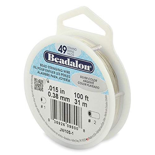 Beadalon 49-Strand 0.015" (0.38 mm) 100 ft (30.5 m) Silver Color Bead Stringing Wire