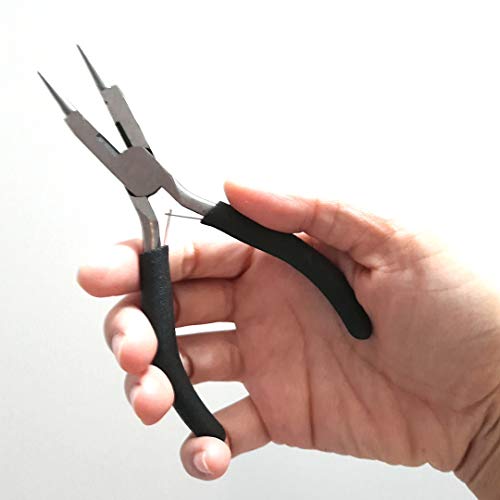 3-in-1 Round Nose Pliers with Cutter and Crimping Carbon Steel Double Leaf Spring