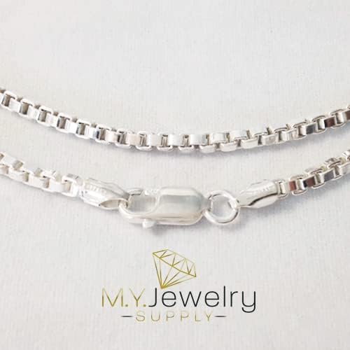 18 Inches 925 Sterling Silver 2.5mm Box Chain Necklace Made in ITALY