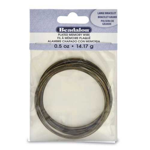Beadalon Memory Wire Bracelet, Large, Antique Brass, 1/2-Ounce