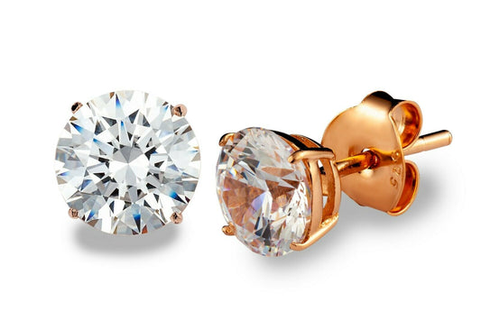 Swarovski Zirconia Stud Earrings set in Rose / Pink Gold Plated Sterling Silver