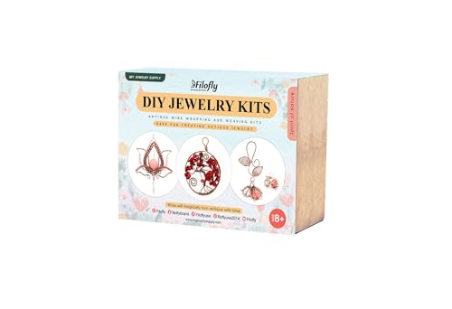 Filofly DIY Jewelry Kits, Spirit of Nature Make Your Own Wire Wrapping and Weaving Jewelry, Materials & Instructions Included Jewelry Making Gift, Wire Tree, Wire Lotus, Wire Lily, Pendant Tutorial