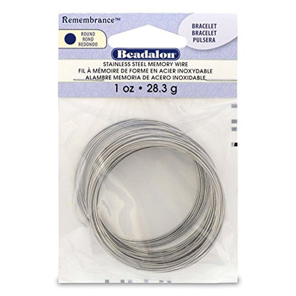 Beadalon Remembrance Memory Wire - Stainless Steel Pre-Formed Coiled Wire in Ring, Bracelet, Necklace Size for Jewelry Making, Crafts, Hobbies