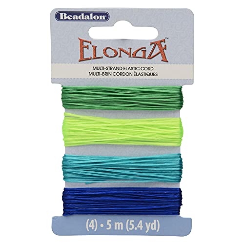 Beadalon Elonga Stretch Material, Green, Lime, Medium Blue, Blue