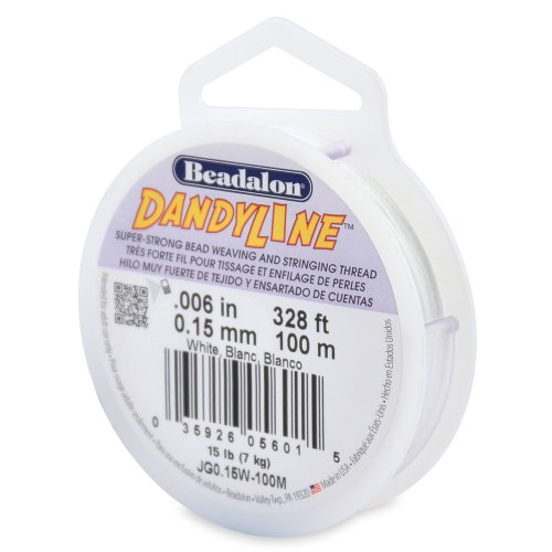 Beadalon DandyLine 0.15 mm (0.006") White 100 m (328 ft) Braided Beading Thread