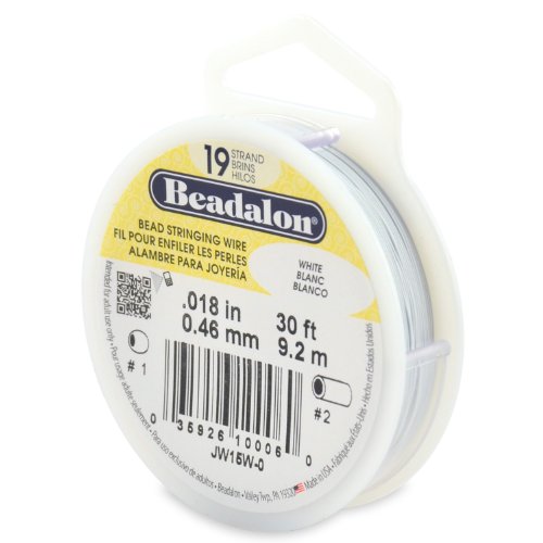 Beadalon 19-Strand 0.018" (0.46 mm) 30 ft (9.1 m) White Bead Stringing Wire