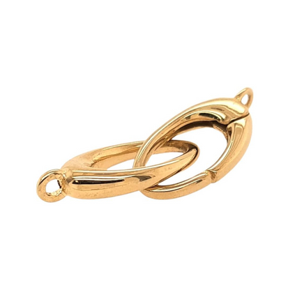 14K Solid Yellow Gold Oval Push Clasp Hook & Eye Spring-Loaded Hinge