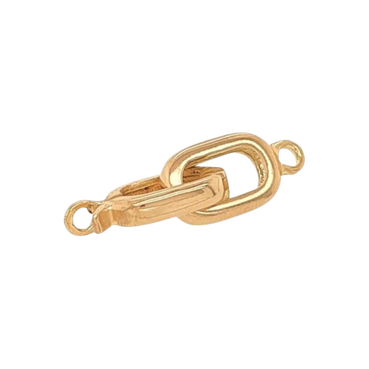 21.5MM 14K Solid Yellow Gold Rounded Rectangle Hinged Hook & Eye Clasp for Necklace and Bracelet Snap Clasp