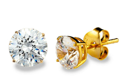 Swarovski Zirconia Stud Earrings set in 18K Yellow Gold Plated Sterling Silver