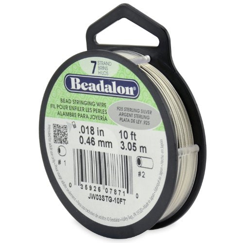 Beadalon 7 Strand Bead Stringing Wire, 0.925 Sterling Silver Wire, 10 ft / 3.1 m