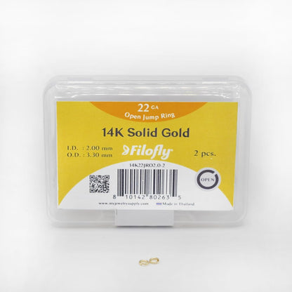 Solid 14K Yellow Gold Open Jump Rings 22 Gauge 2 pcs by Filofly