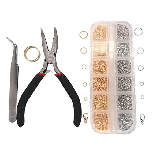 DIY Jewelry Making Set with Bent Nose Pliers, Jump Rings, Clasps, for Beading, Wire Wrapping, Jewelry Making Bracelet Necklace Anklet Charm, Findings Repair Tools Starter Kit Supplies by CRAFT WIRE