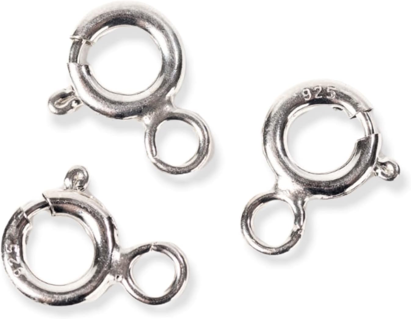 10pcs 925 Sterling Silver, Spring Ring Clasp, Open Flat Made in Italy