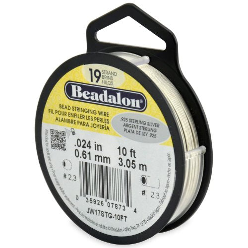 Beadalon Stringing Wire 19-Strand .024-Inch (.61-Millimeter) Diameter 10-Feet/Pkg.925 Sterling Silver