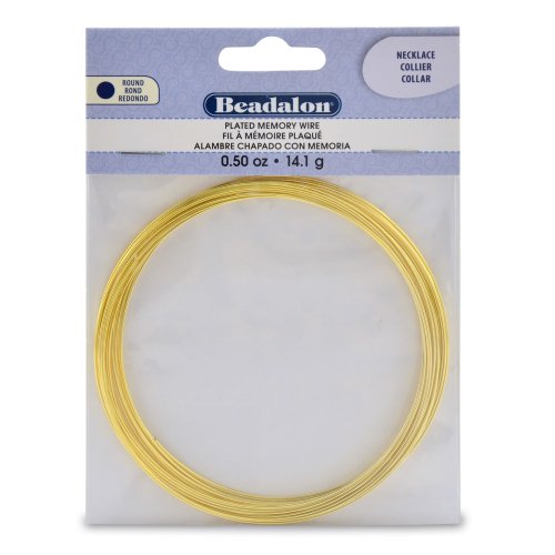 Beadalon 347A-150 Gold Plated Memory Wire Necklace-1/2-Ounce/Pkg, Approx 18 Loops,Yellow