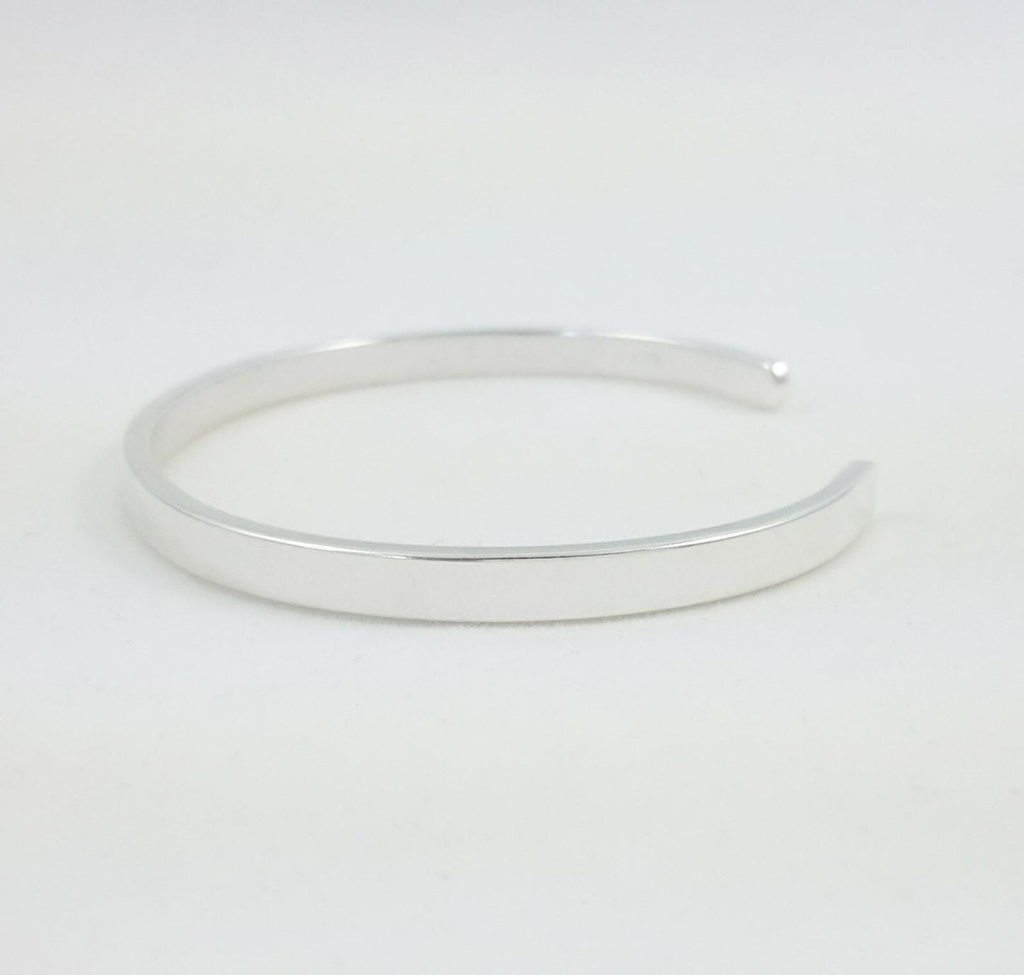 Flat Cuff Bracelet, 925 Sterling Silver, 4 x 2 mm Blank Plain Bangle .16" x .08"