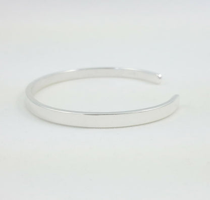 Flat Cuff Bracelet, 925 Sterling Silver, 4 x 2 mm Blank Plain Bangle .16" x .08"