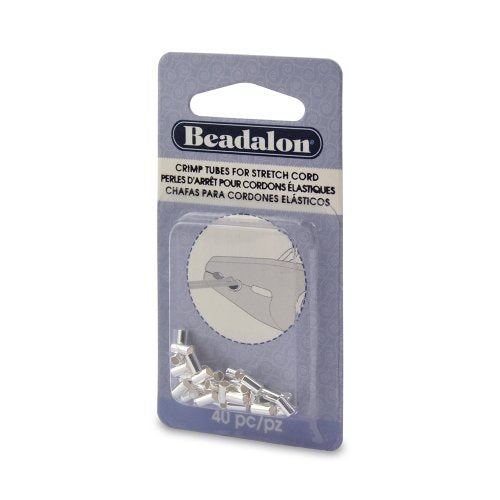 Beadalon 40-Piece Crimp Silver Plate Stretch Cord, 1.0mm
