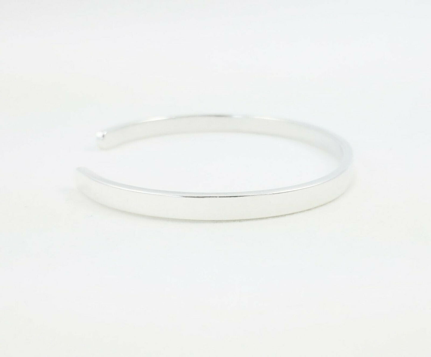 Flat Cuff Bracelet, 925 Sterling Silver, 4 x 2 mm Blank Plain Bangle .16" x .08"