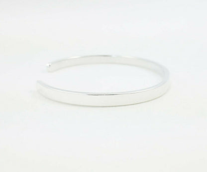 Flat Cuff Bracelet, 925 Sterling Silver, 4 x 2 mm Blank Plain Bangle .16" x .08"