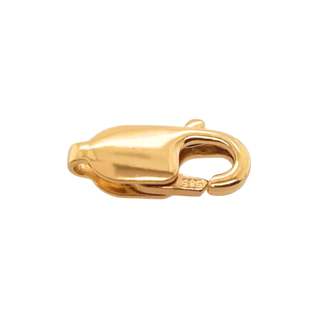 14K Solid Yellow Gold Oval Lobster Clasp Made in Italy