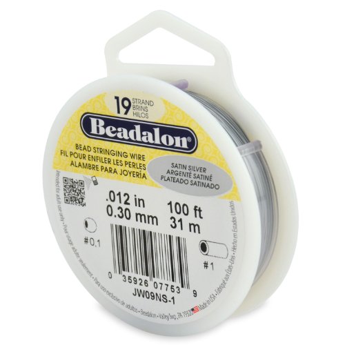 Beadalon 19-Strand Bead Stringing Wire, 0.012-Inch, Satin Silver, 100-Feet