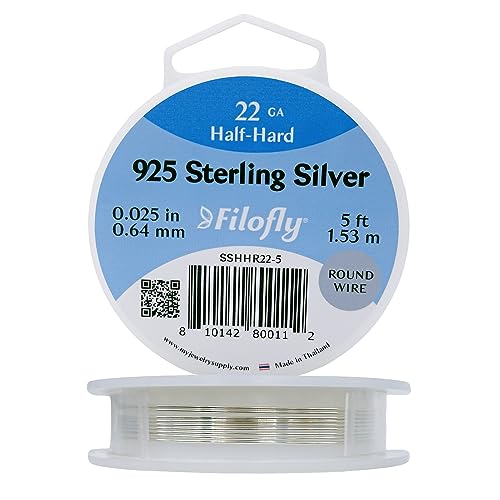 Filofly, 925 Sterling Silver, Half Hard, Round Wire