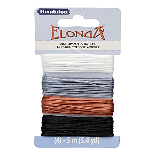 Beadalon Elonga Stretch Material, Black, Brown, Grey, Clear