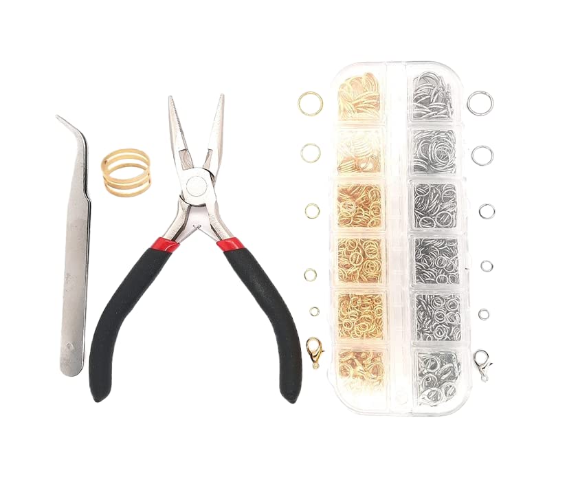 DIY Jewelry Making Set with Needle Nose Pliers, Jump Rings, Clasps, for Beading, Wire Wrapping, Jewelry Making Bracelet Necklace Anklet Charm, Findings Repair Tools Starter Kit Supplies