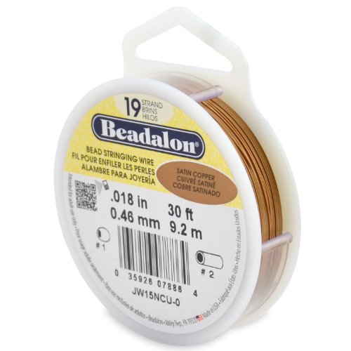 Beadalon 19-Strand Bead Stringing Wire, 0.018-Inch, Satin Copper, 30-Feet