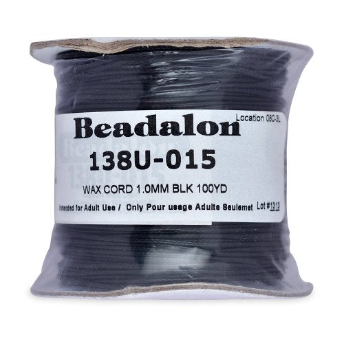 Beadalon Korean Wax Cord 1.0mm Black, 100 -Yard