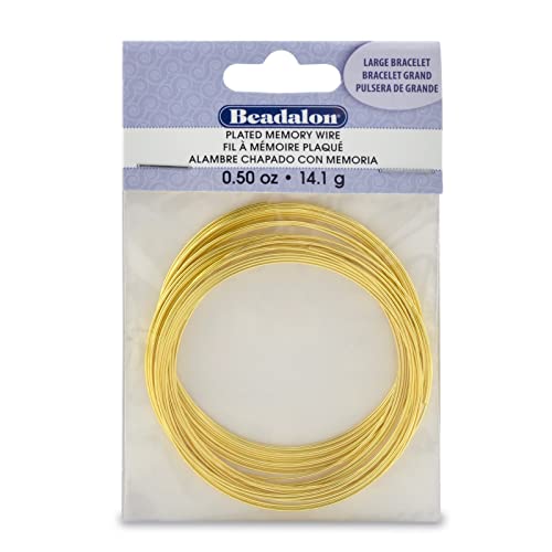 Memory Wire Large Bracelet .62mm .5oz, Gold-Plated - 30 Coils