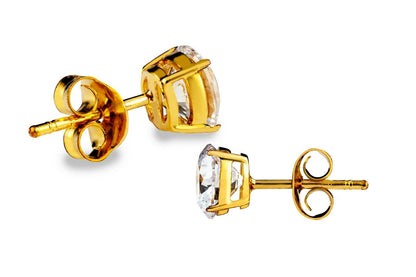 Swarovski Zirconia Stud Earrings set in 14K Yellow Gold Plated Sterling Silver