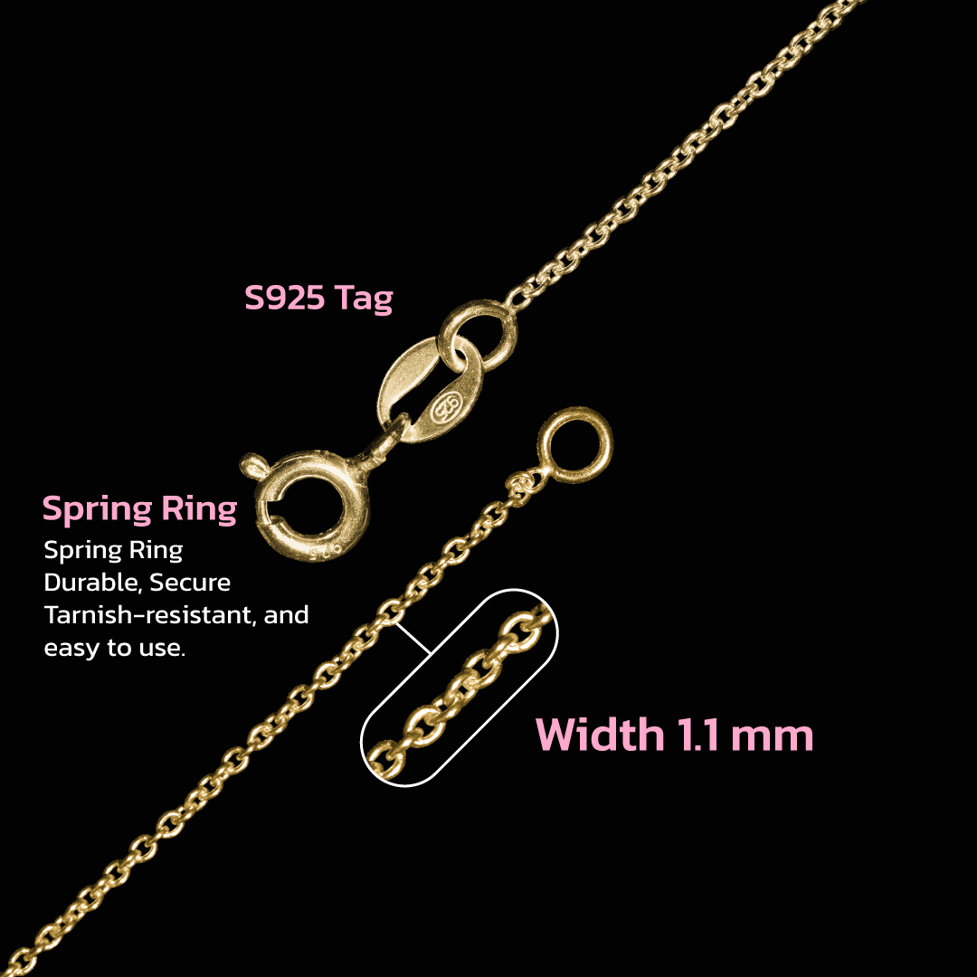 Diverdi Thin Solid 925 Sterling Silver Chain Necklace 1.1mm, 14 16 18 20 22 24 Inch, Cable Chain, Anti-tarnish, Hypoallergenic, Includes Gift Box, Strong Dainty Chain for Women, Made in Thailand