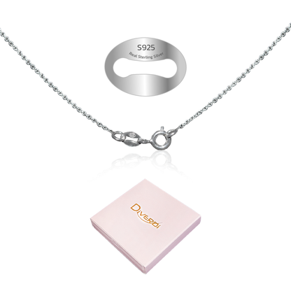 Diverdi Thin Solid 925 Sterling Silver Chain Necklace 1.1mm, 14 16 18 20 22 24 Inch, Cable Chain, Anti-tarnish, Hypoallergenic, Includes Gift Box, Strong Dainty Chain for Women, Made in Thailand