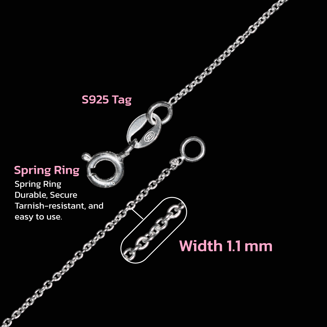 Diverdi Thin Solid 925 Sterling Silver Chain Necklace 1.1mm, 14 16 18 20 22 24 Inch, Cable Chain, Anti-tarnish, Hypoallergenic, Includes Gift Box, Strong Dainty Chain for Women, Made in Thailand