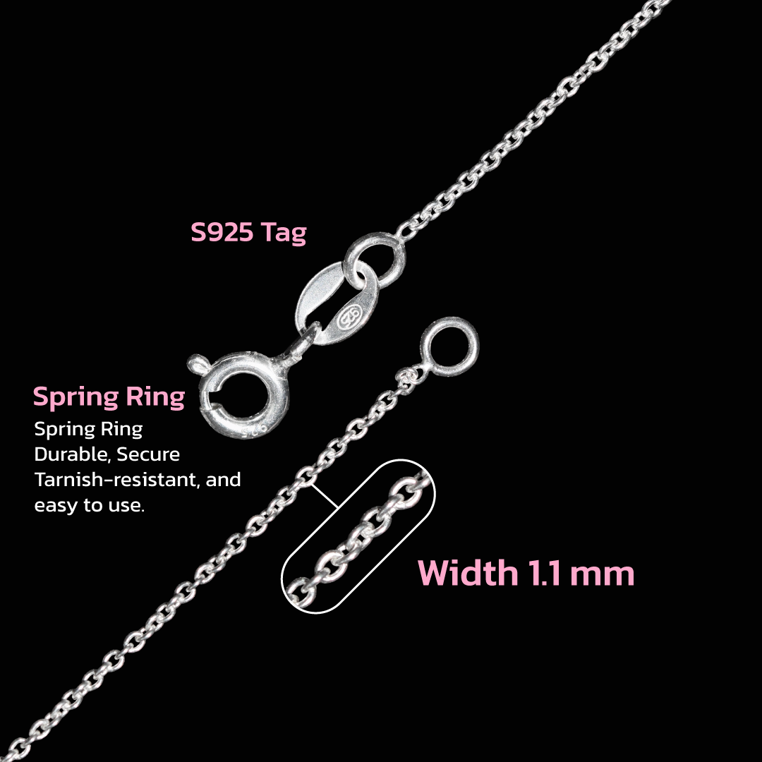 Diverdi Thin Solid 925 Sterling Silver Chain Necklace 1.1mm, 14 16 18 20 22 24 Inch, Cable Chain, Anti-tarnish, Hypoallergenic, Includes Gift Box, Strong Dainty Chain for Women, Made in Thailand