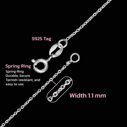Diverdi Thin Solid 925 Sterling Silver Chain Necklace 1.1mm, 14 16 18 20 22 24 Inch, Cable Chain, Anti-tarnish, Hypoallergenic, Includes Gift Box, Strong Dainty Chain for Women, Made in Thailand