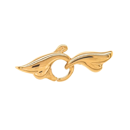 16.8MM 14K Solid Yellow Gold Wave Lobster Clasp for Bracelet Necklace Spring Operated Closure Made in Italy