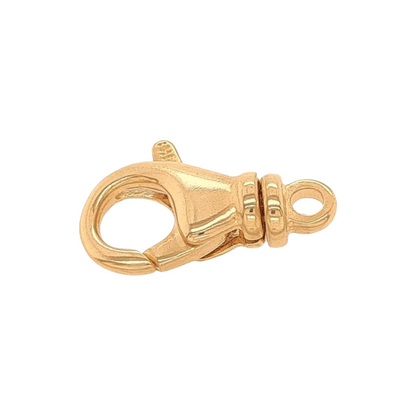 12.1MM 14K Solid Yellow Gold Teardrop Swivel Lobster Clasp Swiveling Ring with Closed Ring Tangle-Free Made in Italy