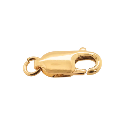 14K Solid Yellow Gold Oval Lobster Clasp with Ring Made in Italy