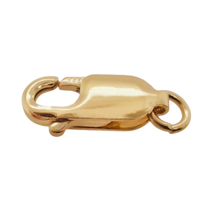 14K Solid Yellow Gold Oval Lobster Clasp with Ring Made in Italy