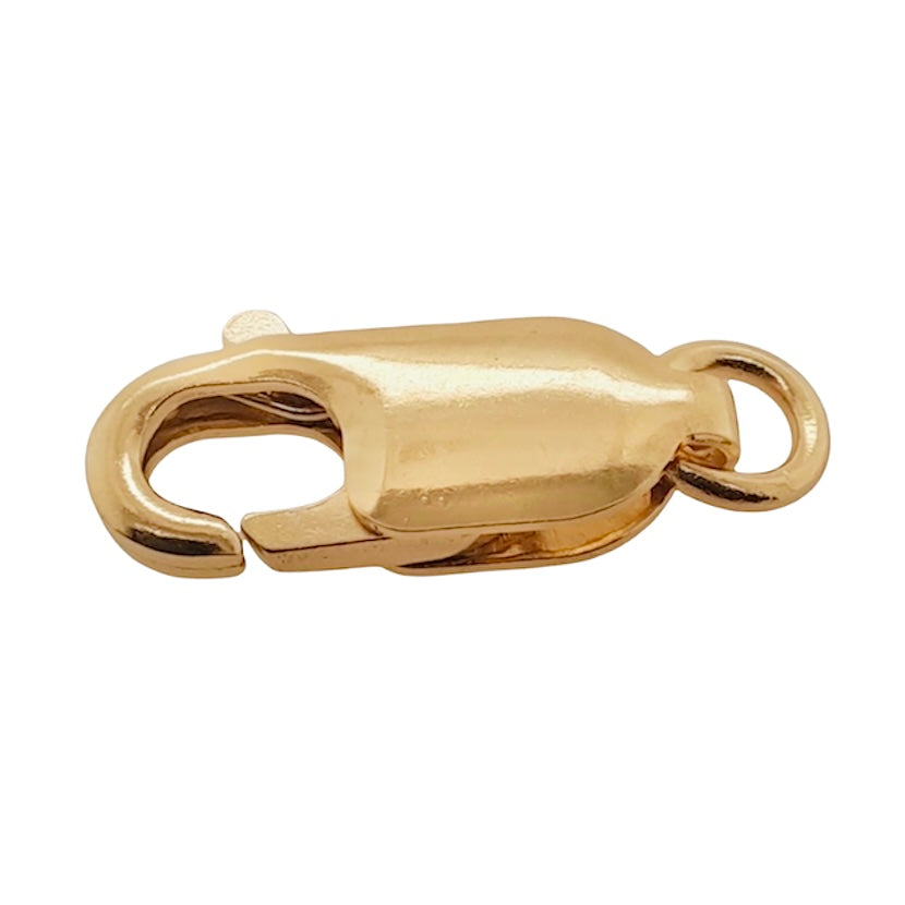 14K Solid Yellow Gold Oval Lobster Clasp with Ring Made in Italy