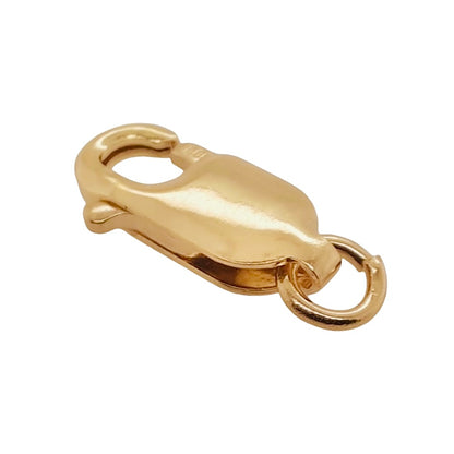 14K Solid Yellow Gold Oval Lobster Clasp with Ring Made in Italy